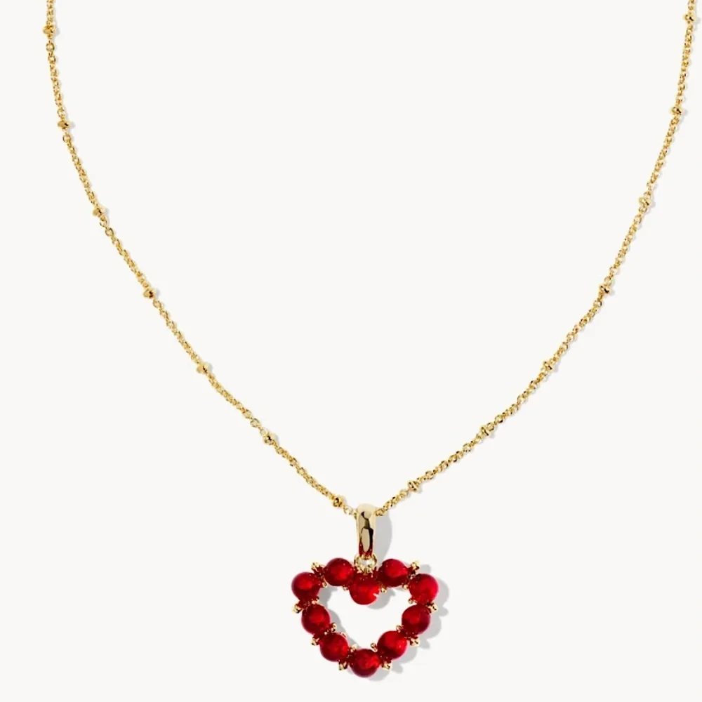 Kendra Scott Ashton Gold Heart Short Pendant Necklace New - Picture 1 of 4